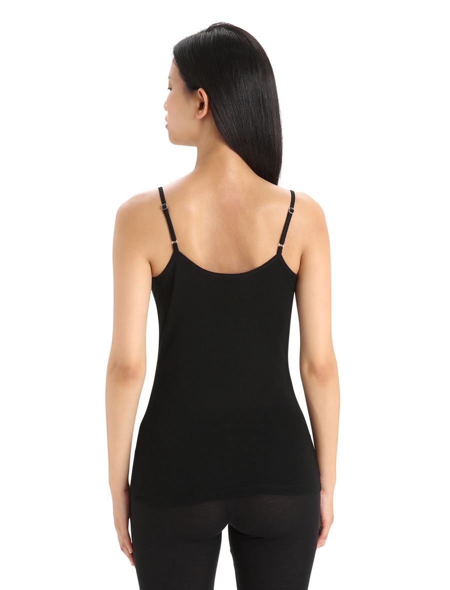 Icebreaker Merino 175 Everyday Cami Thermal Singlet Naisten Alusvaatteet Mustat | FI 1693DFMN